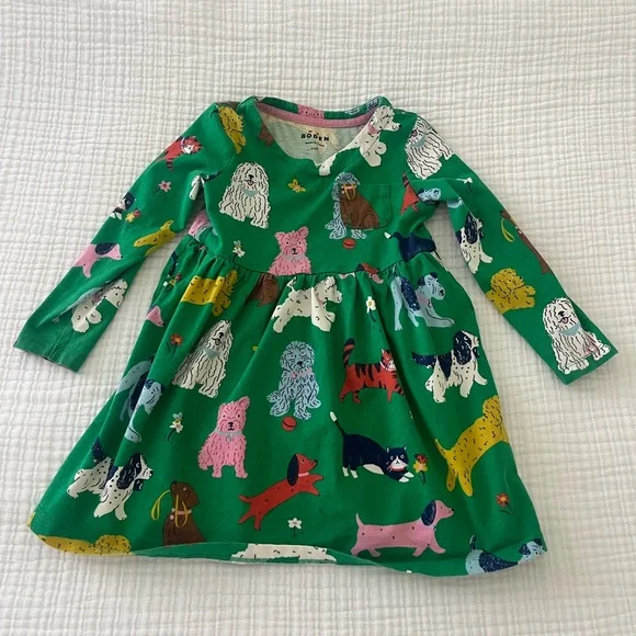 Boden | Dresses | Mini Boden Green Dog Print Dress Size 45 | Poshmark